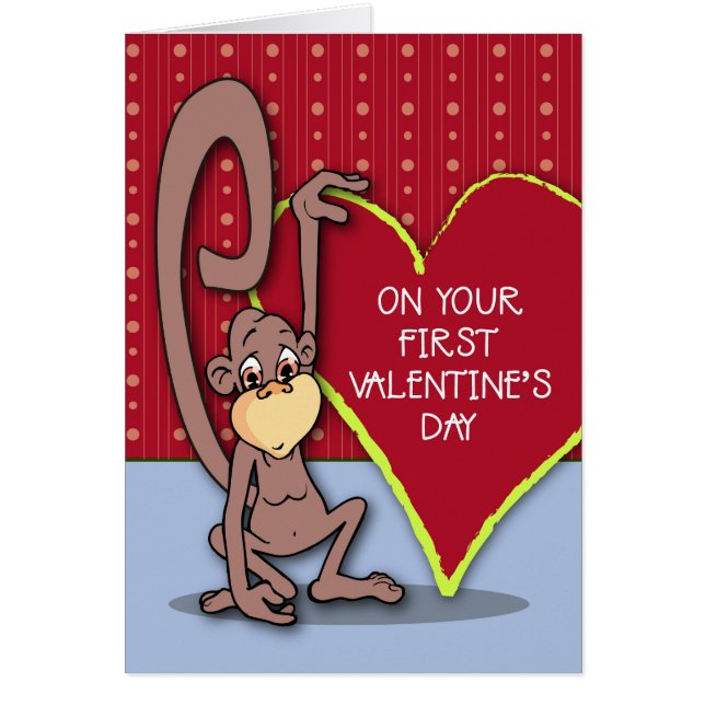 First Valentine’s Day Cute Monkey on Valentine’s (Front)