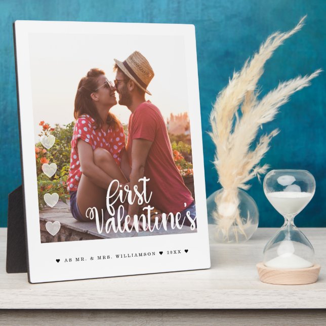 First Valentine's as Mr & Mrs Minimal Couple Photo Plaque (Side)