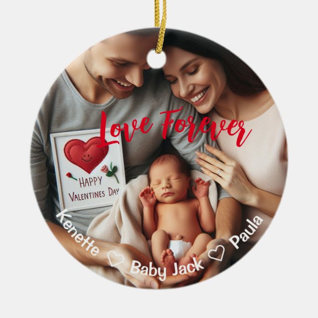 First Valentines Day Together | Custom Photo  Ceramic Ornament (Front)