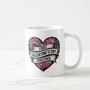 First Valentine's Day Together Heart-Shaped Design Coffee Mug