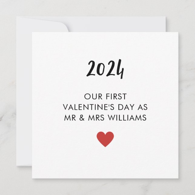 First Valentines Married As Mr. And Mrs. Card (Front)