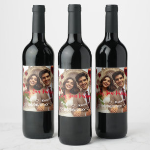 First Valentines's Day Together Photo Spanish Wine Label