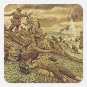 First Wave at Omaha by Ken Riley World War II Square Sticker