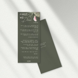 First We Dine Dark Green Tropical Wedding Menu