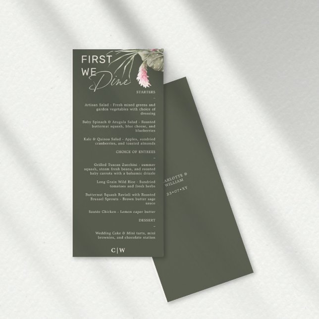 First We Dine Dark Green Tropical Wedding Menu (Creator Uploaded)