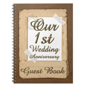 First Wedding Anniversary Guest Book Vintage Paper
