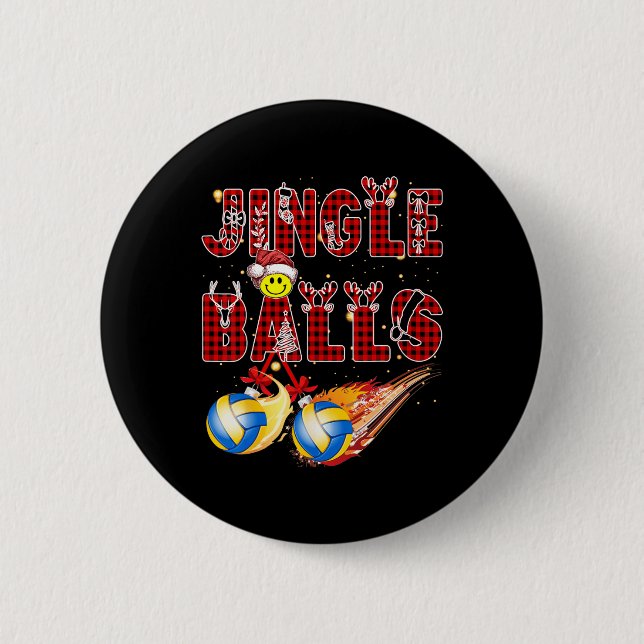 First Xmas As A Dad Jingle Volleyball Papa Uncle D 2 Inch Round Button (Front)