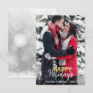 First Xmas Happy Holidays Married Engaged PHOTO Invitation