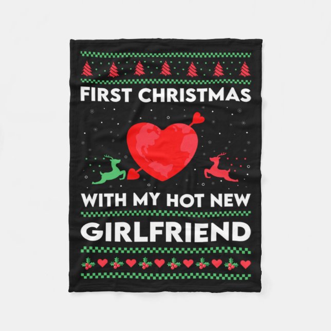 First Xmas With My New Girlfriend Men Ugly Christ  Fleece Blanket (Front)