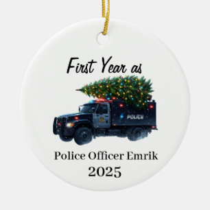 first year as a police officer ceramic ornament