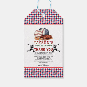 First Year Down Baseball 1st Birthday  Gift Tags