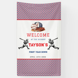 First Year Down Baseball 1st Birthday Party  Banner