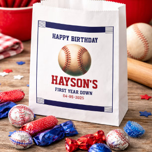 First Year Down Baseball 1st Birthday Party Favour Bag
