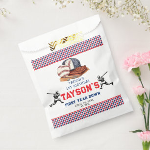 First Year Down Baseball 1st Birthday Party Favour Bag