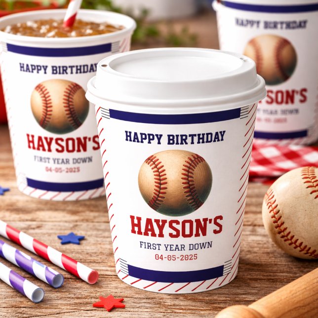 First Year Down Baseball 1st Birthday Party Paper Cups (First Year Down Baseball 1st Birthday Party Paper Cups
)