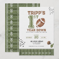 First Year Down | Boy Football Birthday Invitation