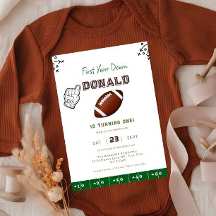 First Year Down Football 1st Birthday Invitation