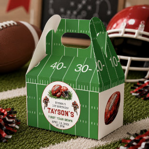 First Year Down Football 1st Birthday Party Favor Box