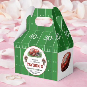 First Year Down Football 1st Birthday Party Favor Box