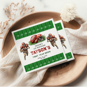 First Year Down Football 1st Birthday Party Napkin