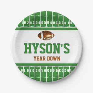 First Year Down   Football 1st Birthday Party Paper Plate