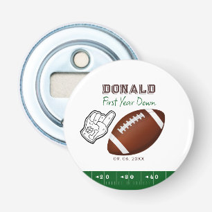 First Year Down Football Birthday Bottle Opener