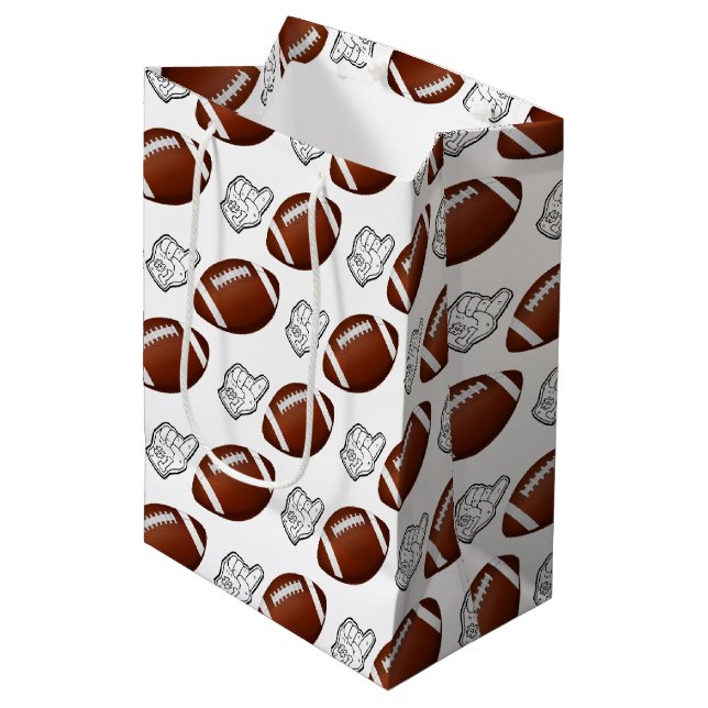 First Year Down Football Birthday  Medium Gift Bag (Front Angled)