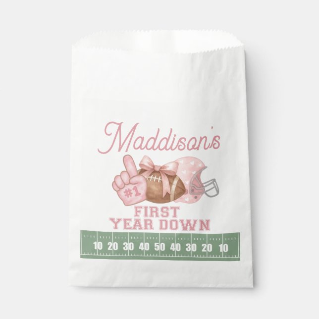 FIRST year down, Football Birthday, ONE  Favour Bag (Front)