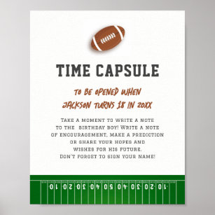First Year Down Football Birthday Time Capsule Poster