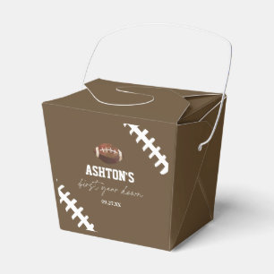 First Year Down Football Brown 1st Birthday Party Favor Box