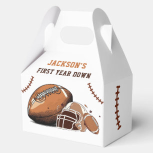 First Year Down Football First Birthday Favor Box