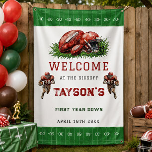 First Year Down Football photo 1st Birthday Party Banner
