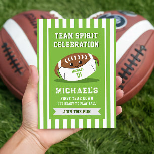 First Year Down Football Sports Birthday Party Invitation