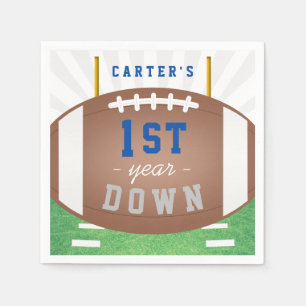 First Year Down Football Theme 1st Birthday Party Napkin