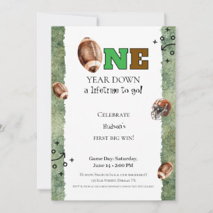 First Year Down Invitation • Football 1st Birthday
