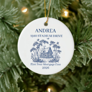 First Year Mortgage Free Custom Name Address Ceramic Ornament