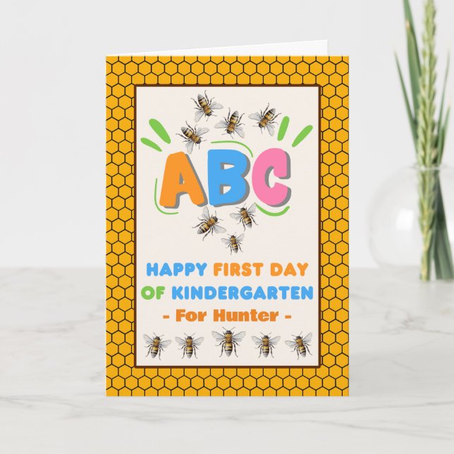 First Year of Kindergarten with Bees Add Name Card (Front)