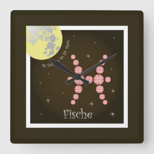 Fische 19. Februar bis 20. März Uhr Square Wall Clock