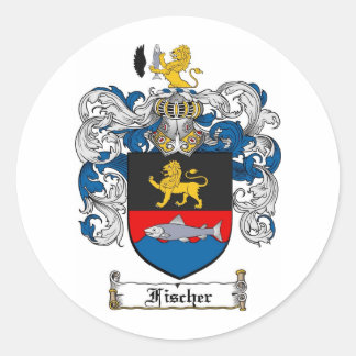 FISCHER FAMILY CREST -  FISCHER COAT OF ARMS CLASSIC ROUND STICKER