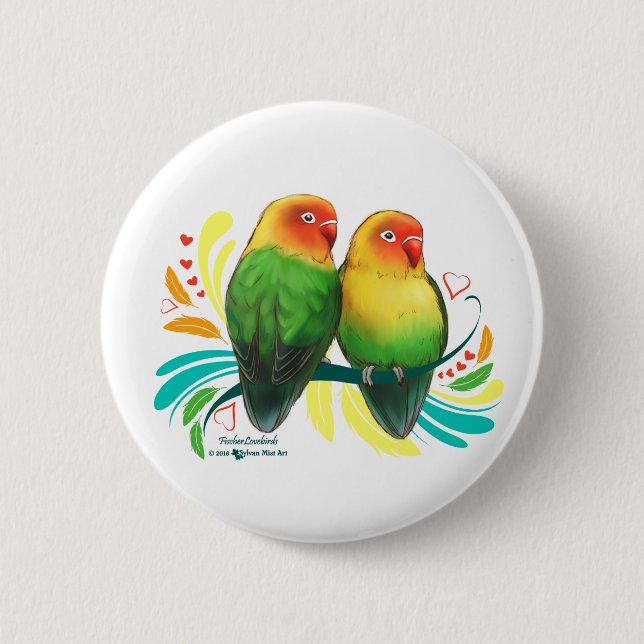 Fischer Lovebirds 2 Inch Round Button (Front)