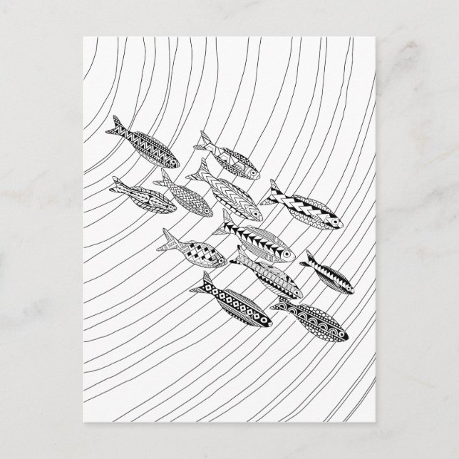 Fish Adult Colouring Postcard (Front)