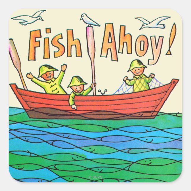 Fish Ahoy! Square Sticker (Front)