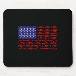Fish American Flag Patriotic Fishing 4th Of July Mouse Pad