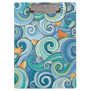 Fish Among The Waves Pattern Clipboard