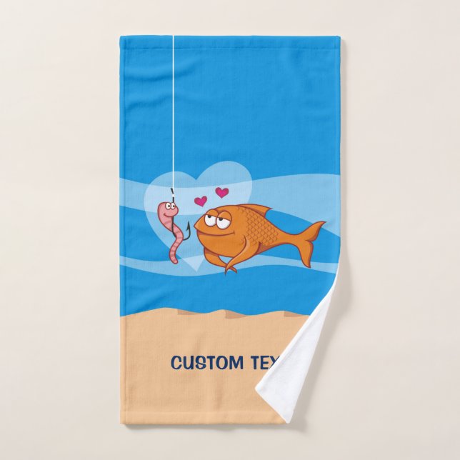 Fish and Bait in Love Bath Towel Set (Hand Towel)