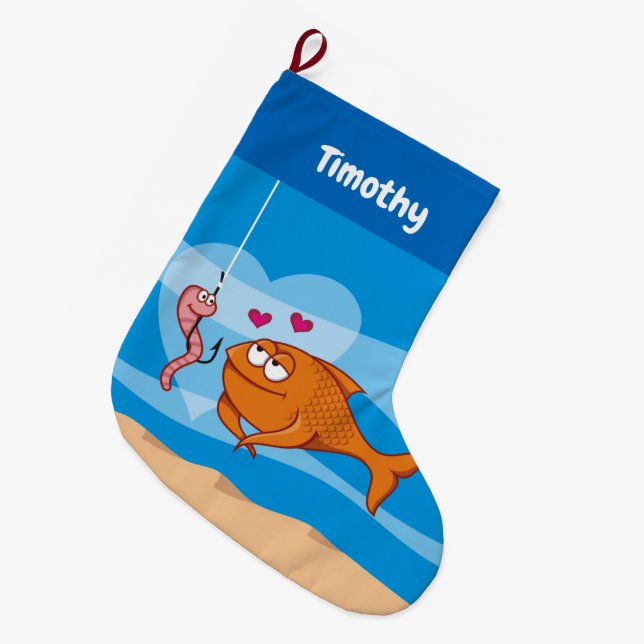 Fish and Bait in Love Christmas Stocking (Front (Hanging))