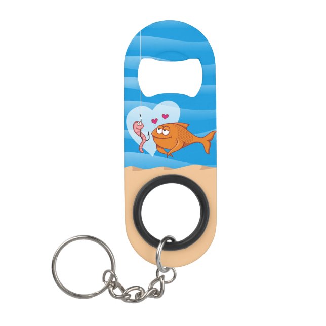 Fish and Bait in Love Keychain Bottle Opener (Front)
