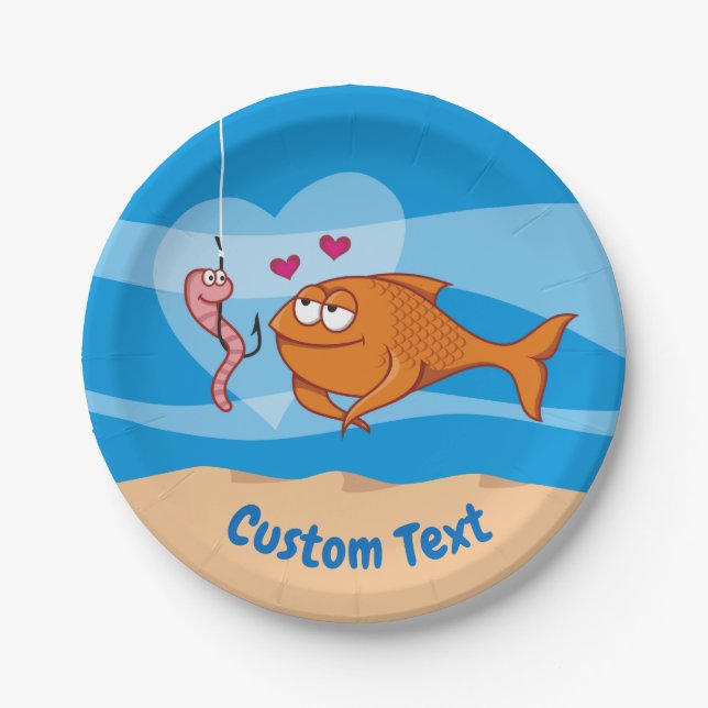 Fish and Bait in Love Paper Plate (Front)