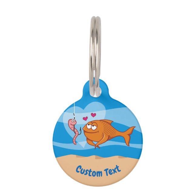 Fish and Bait in Love Pet Name Tag (Front)