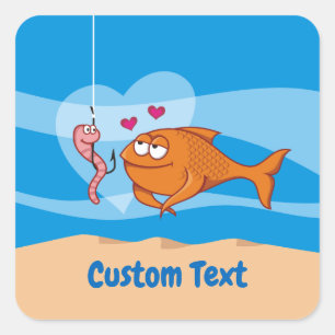 Fish and Bait in Love Square Sticker